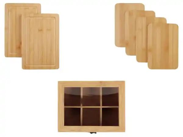 Wooden Kitchen Essentials Set – Tea Box & Cutting Boards Options
